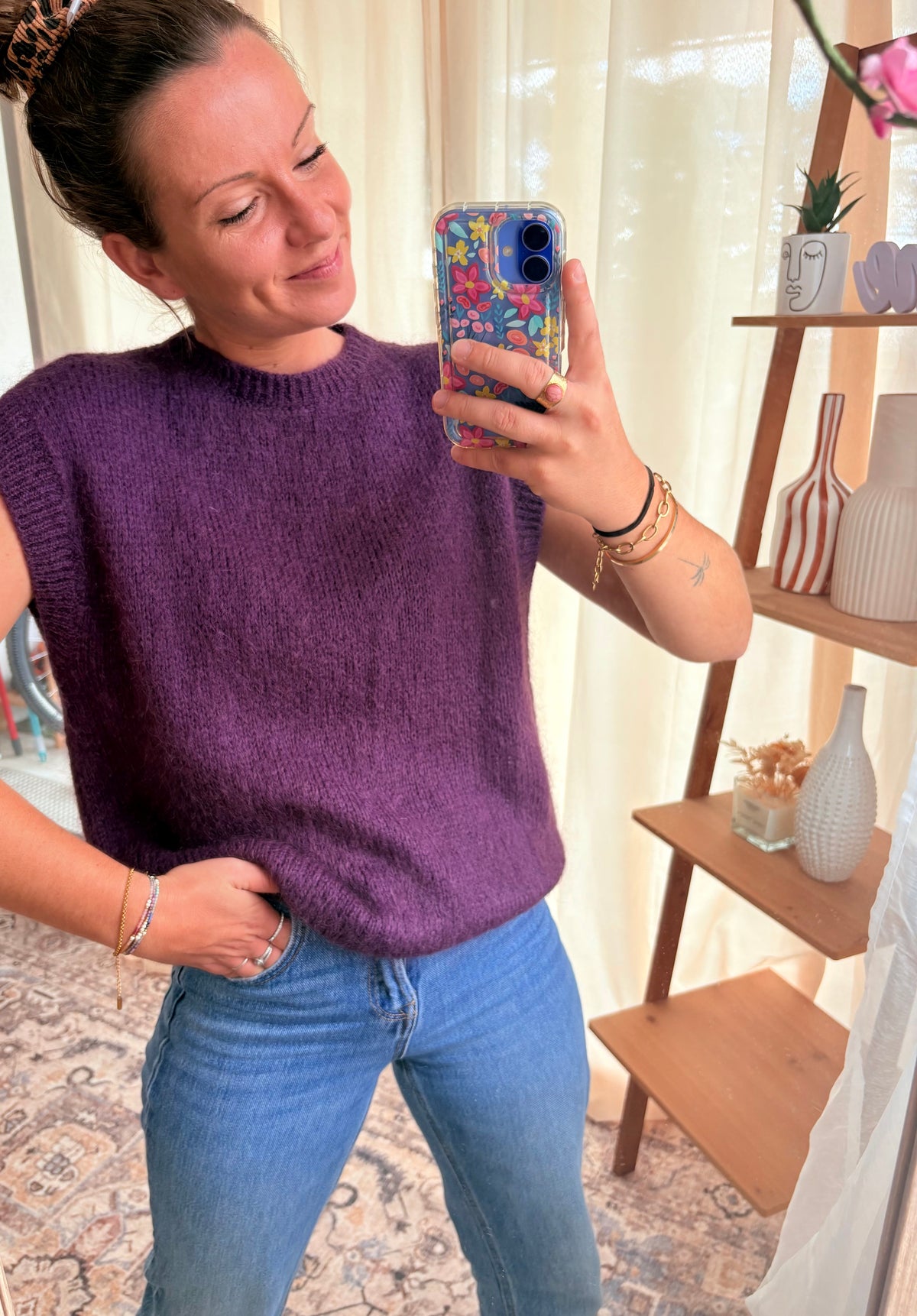 Le Pull Sans Manches Kid Mohair – Prune