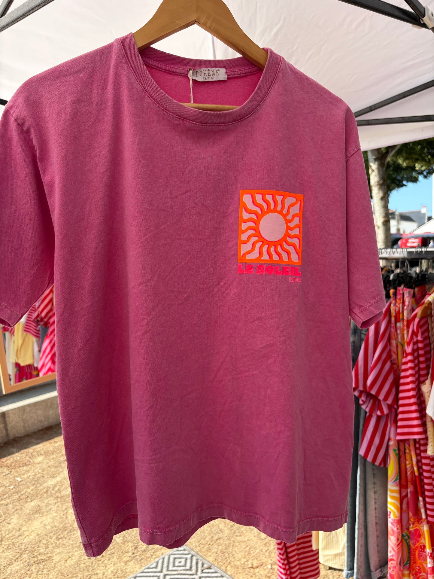 T-shirt Soleil rose fushia