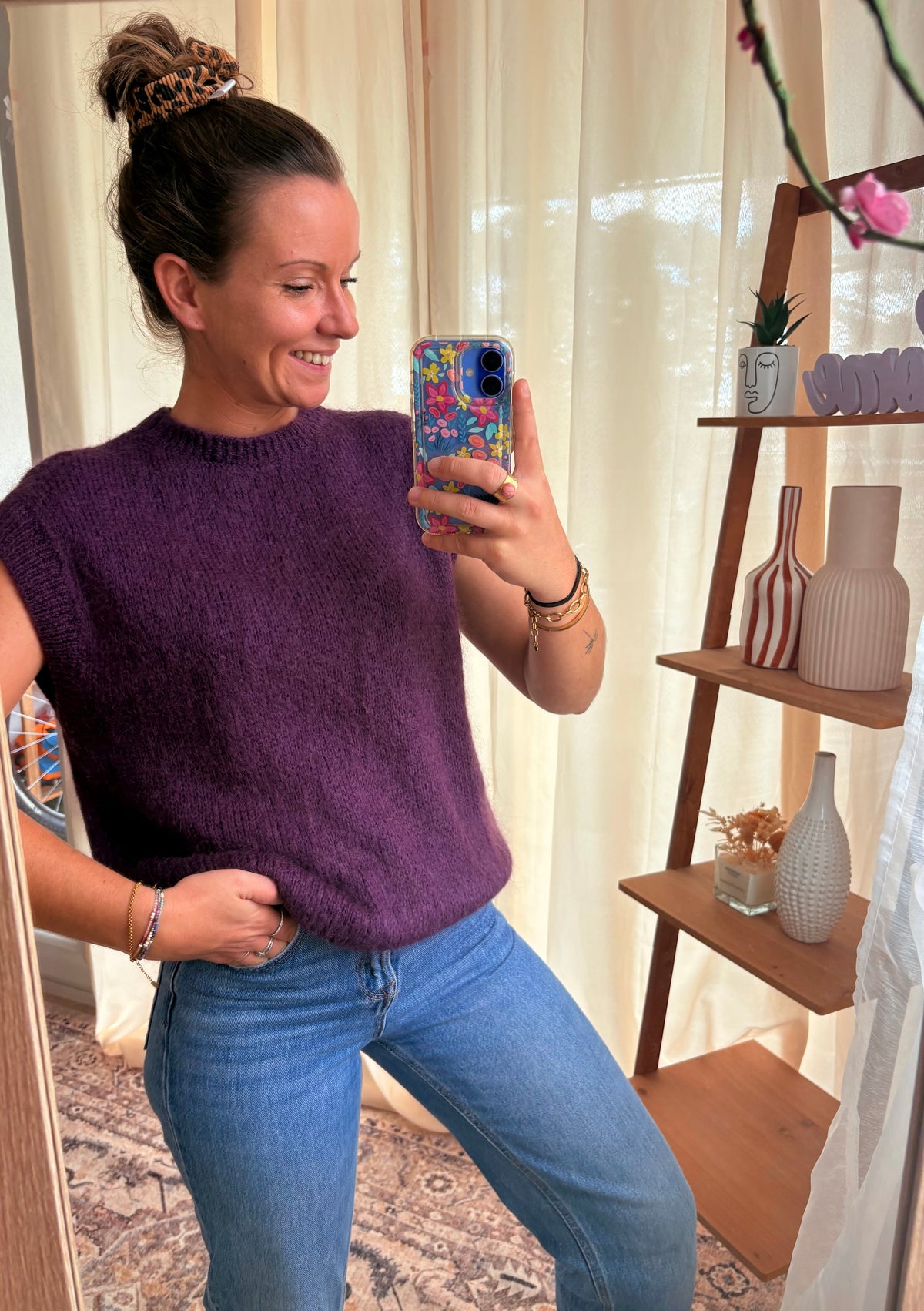 Le Pull Sans Manches Kid Mohair – Prune