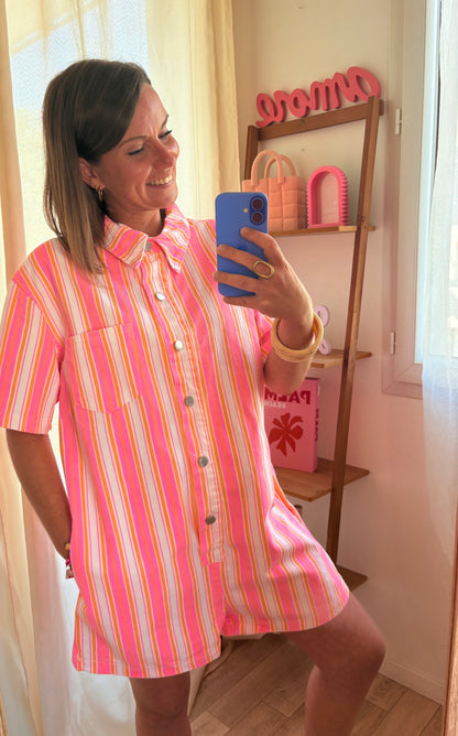 Combishort en Jean Rayé