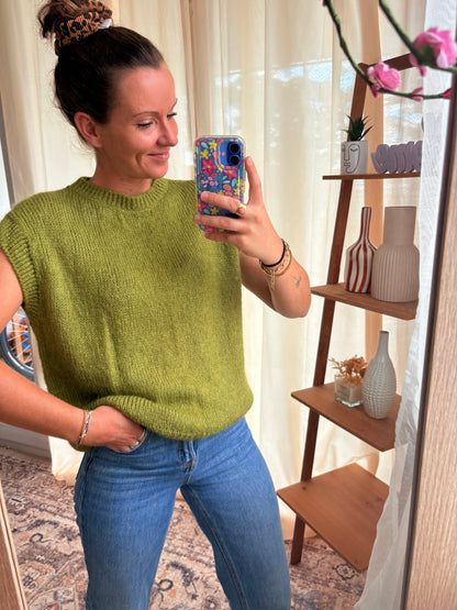 Le Pull Sans Manches Kid Mohair – Olive
