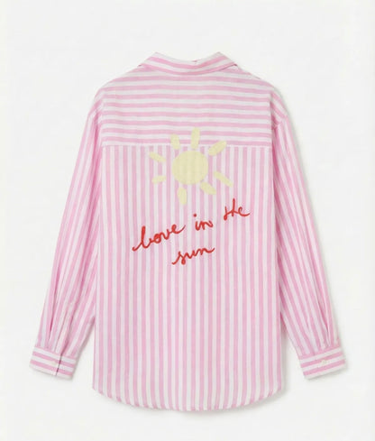 ☀️ Chemise "Rosa Sol" – Rayures & Détails Ensoleillés