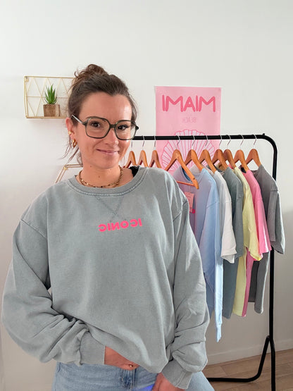 Pull Oversize Gris Clair 100% Coton "ICONIC" – Coupe Loose Taille Unique (34 au 42)
