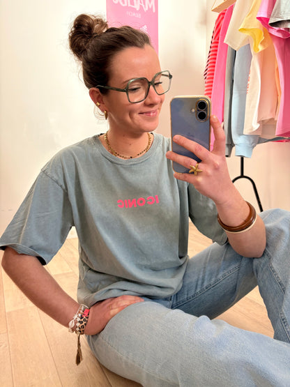 T-shirt Oversize Gris 100% Coton "ICONIC" – Taille Unique (34 au petit 42)