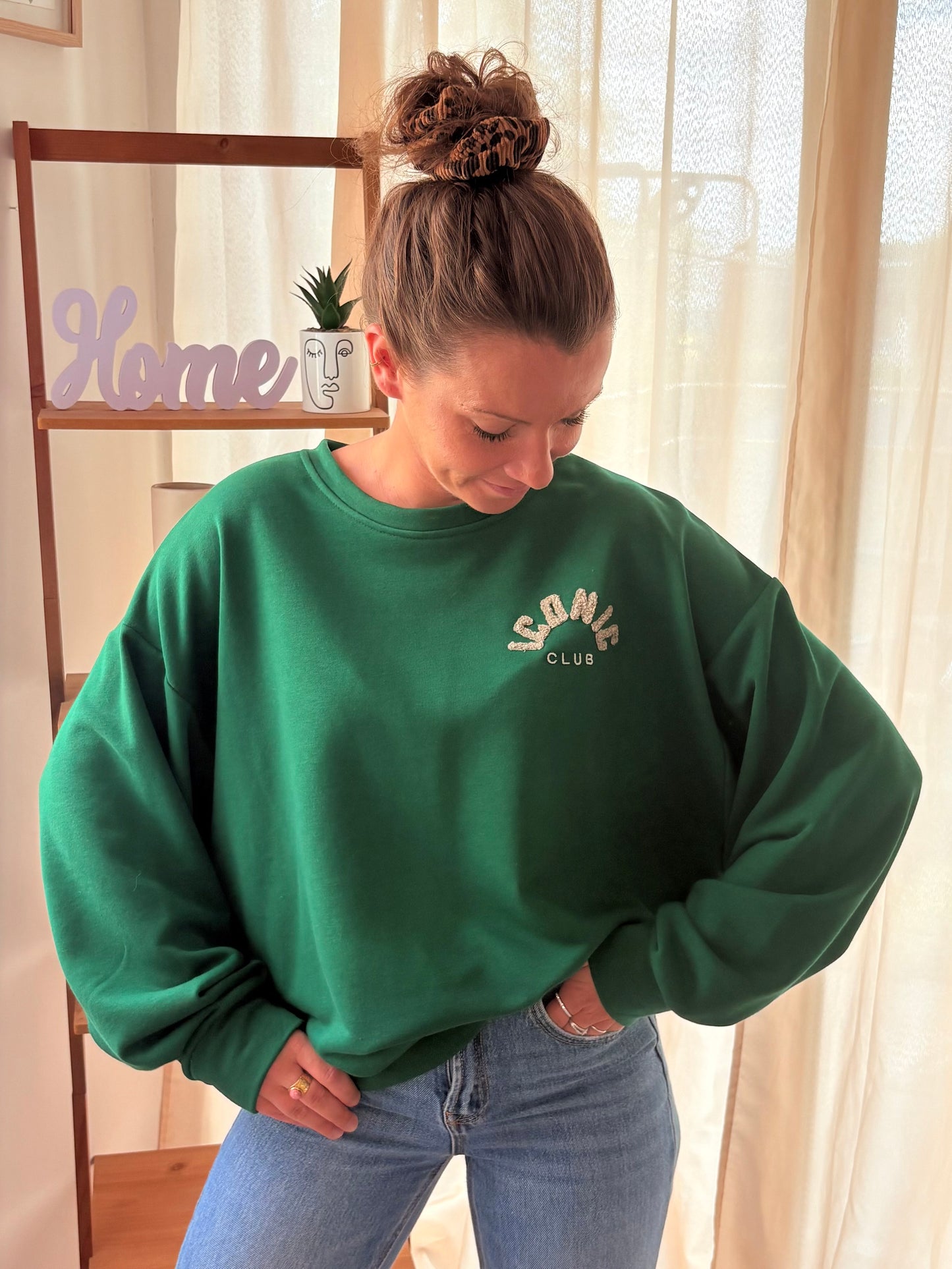 Sweat-shirt Iconic Club – Vert & Beige