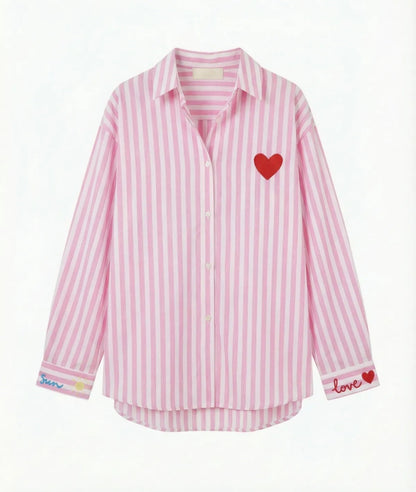 ☀️ Chemise "Rosa Sol" – Rayures & Détails Ensoleillés