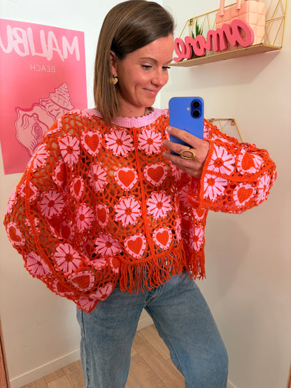 Pull Macramé "Sunset" – Boho-Chic & Franges