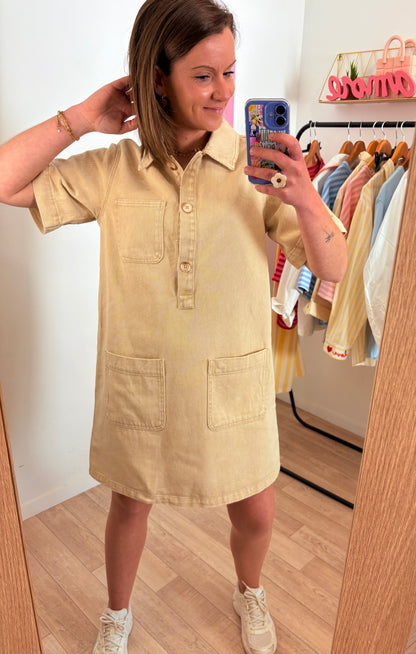 Robe en Jean Beige 100% Coton
