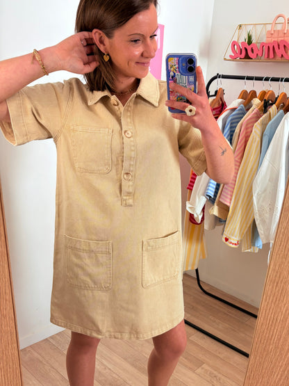 Robe en Jean Beige 100% Coton