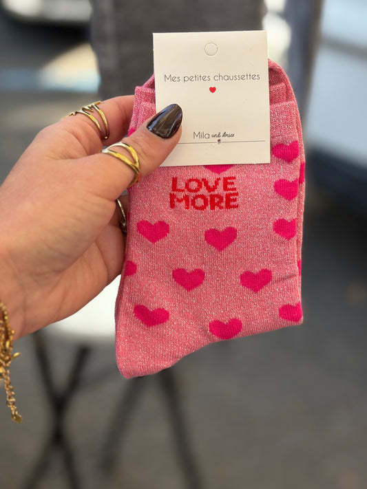 Chaussettes love more rose