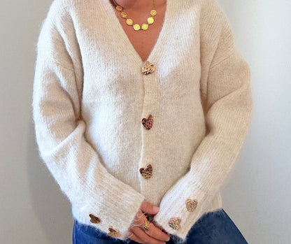 Gilet cœur beige