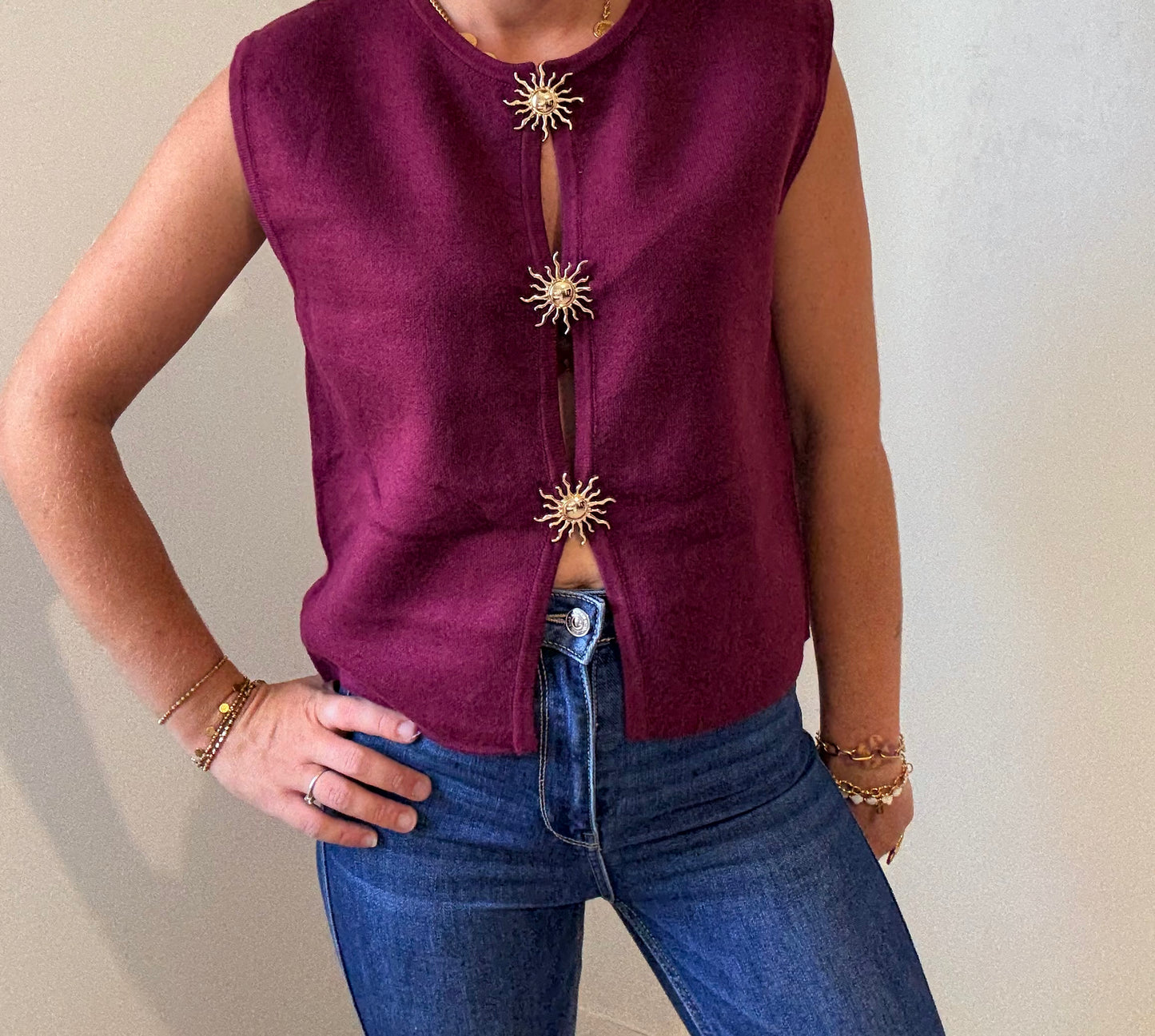 Pull soleil bordeaux