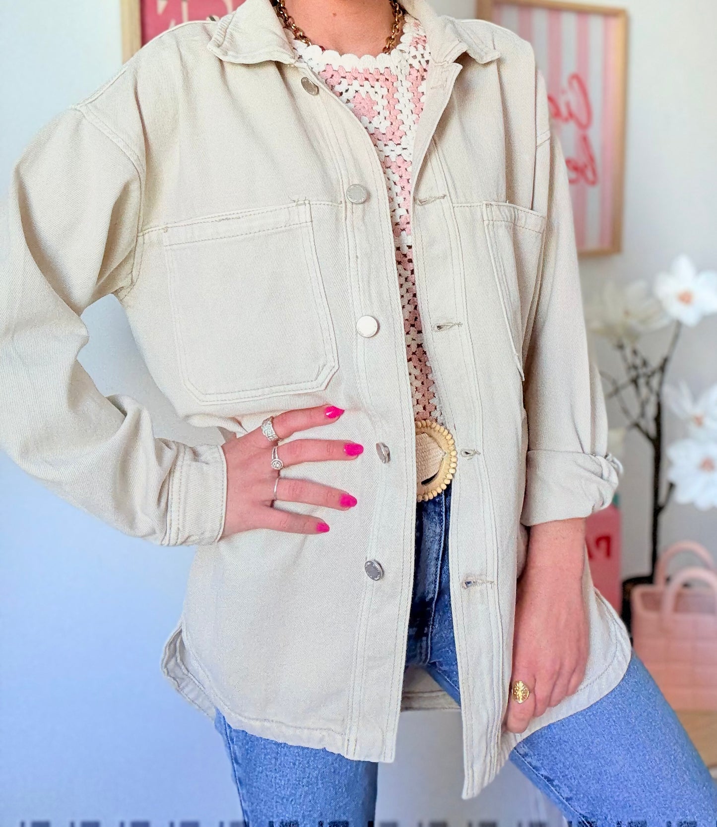 Veste en jean Beige