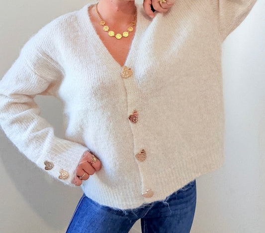 Gilet cœur beige