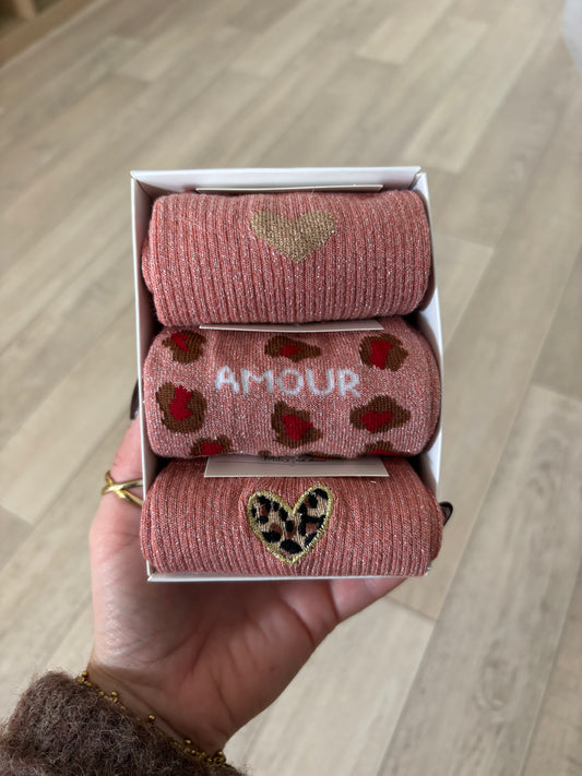 Pack chaussettes amour rose